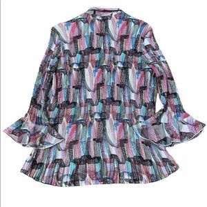 Multicolor Stretchy button down blouse